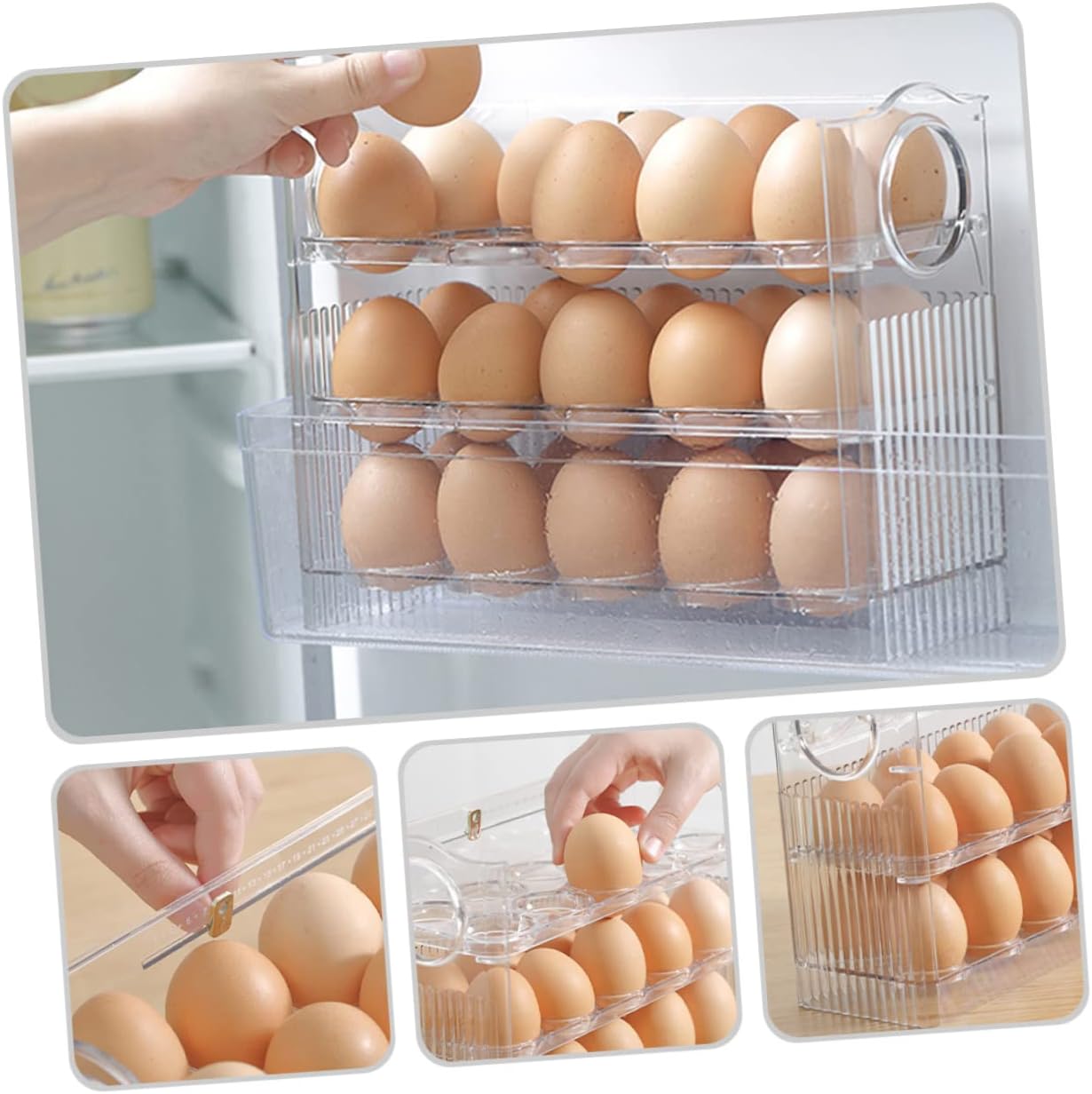 Refrigerator Egg Rack Egg Storage Box Partition Freezer Organizer for Refrigerator Fridge Storage Box Large Capacity Kitchen Household