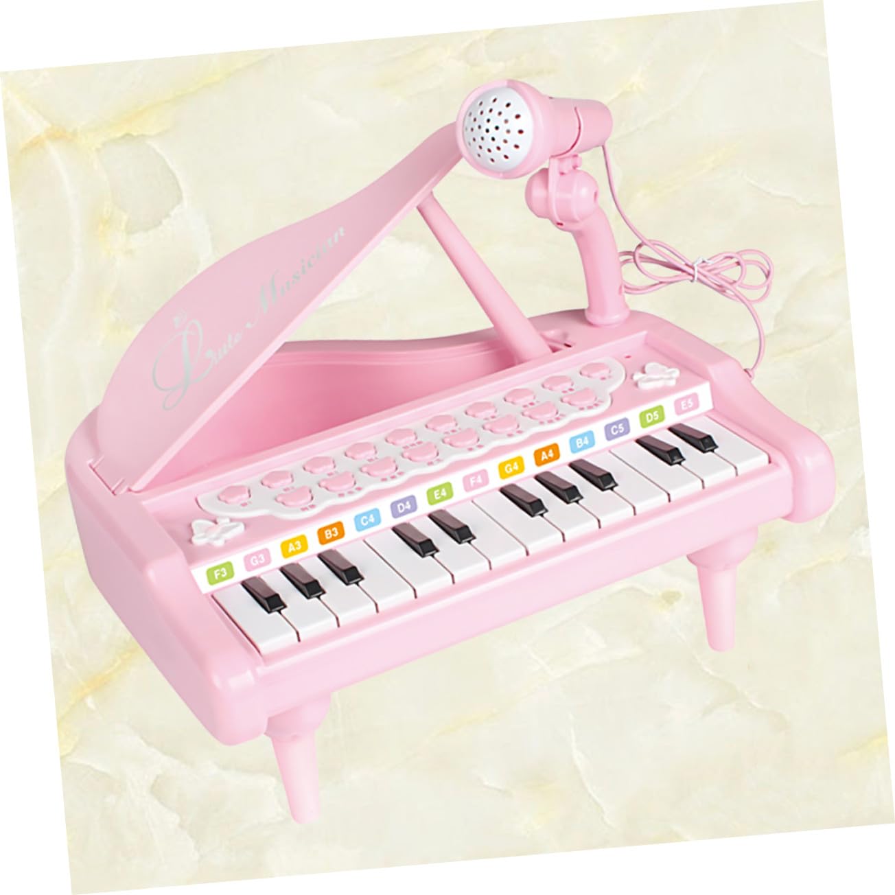 Pianola Elettronica Multifunzione con Microfono, 1 Pezzo | Plastica Rosa, Volume Regolabile, Giocattolo Educativo per Ragazzo Ragazza e Ragazzi