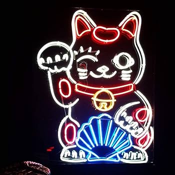 Amazon | ネオンサイン、『招き猫』NEON SIGN 、ディスプレイ サイン