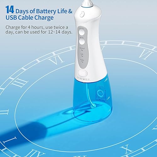 Miniatura 4 de Irrigador dental de agua inalámbrico para dientes y aparatos ortopédicos, irrigador dental portátil de 10.1 fl oz, 3 modos de selección de hilo