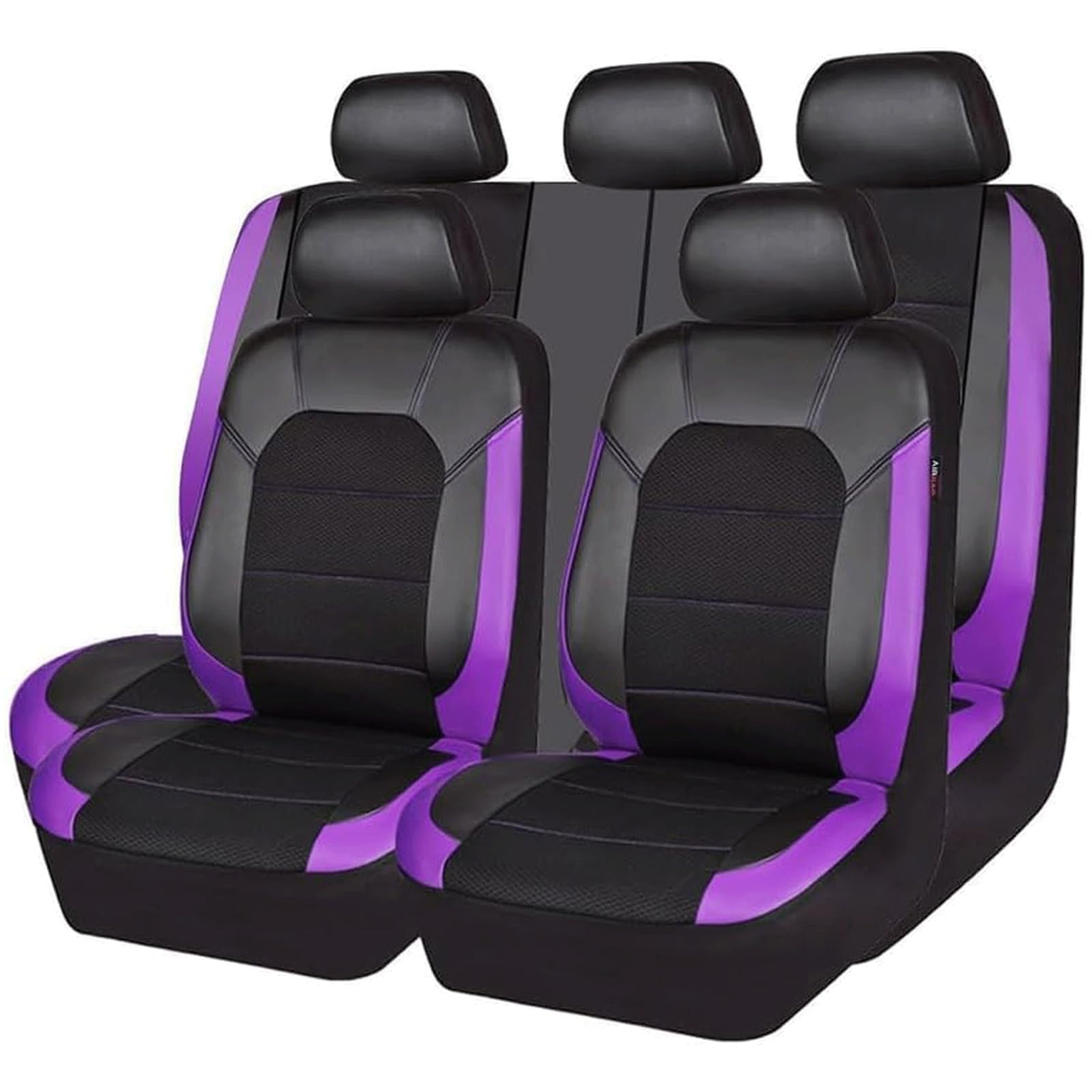 Custom Car Seat Covers For Ford EcoSport 2015-2020 2021 2022 2023 2024, Leather Front Rear Car Seat Cushions Protectors, Breathable Car Cushions Interior Accessories,E/Purple