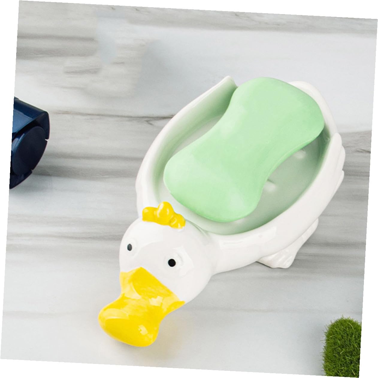 Seifenschale mit Wasserablauf aus Keramik in Delfinform 2 Stück und Geschenkidee und Schwammhalter für Badezimmer Dekoration
