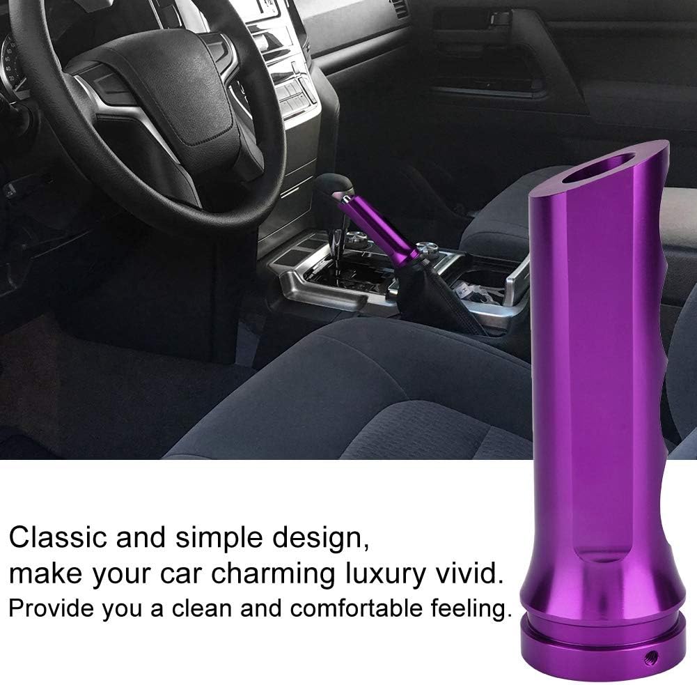 Universal Auto Aluminum Handbrake Cover, Wave Shaped Purple Finish Handle Protector Decorative Hand Brake Sleeve Car Modificate Accessories
