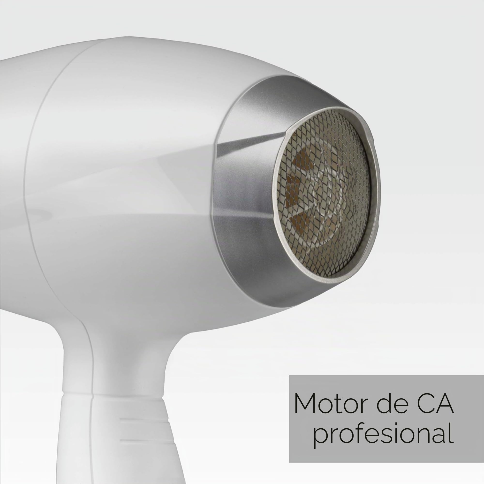 BaByliss Secador de Pelo Speed Pro 2000 W - Secador profesional, Motor AC, Fabricado en italia, Ligero, Tecnología iónica, Antiencrespamiento, 3 Ajustes de calor y 2 velocidades, Blanco, 6704WE