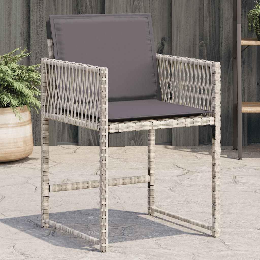 Chaises de jardin lot de 4 pliantes en rotin synthétique gris clair avec coussins de terrasse