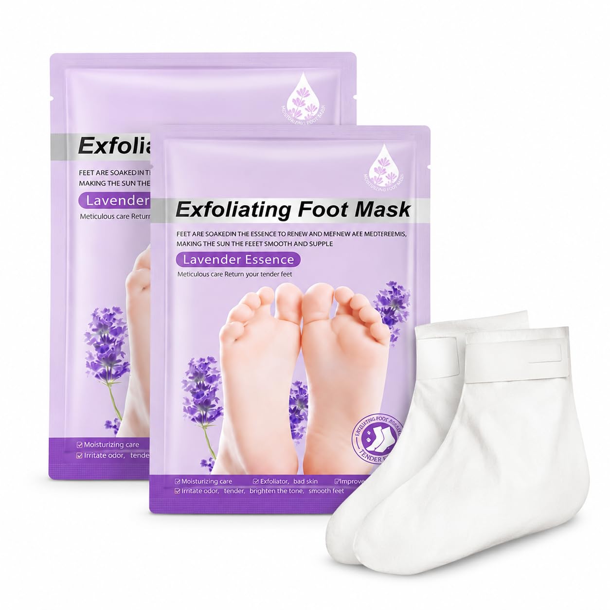 Lavender Foot Peel Mask (Pack of 2) Exfoliating Foot Mask Socks for Dead Skin Removal Dry Cracked Heels Soft Smooth Feet Foot Care Treatment for Men and Women-image-42