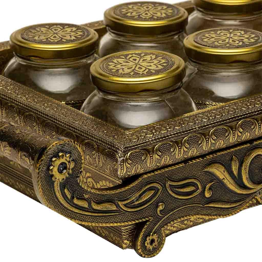 WANDERLUST DECO Bandeja de Metal repujado Color cobre 46x26x7