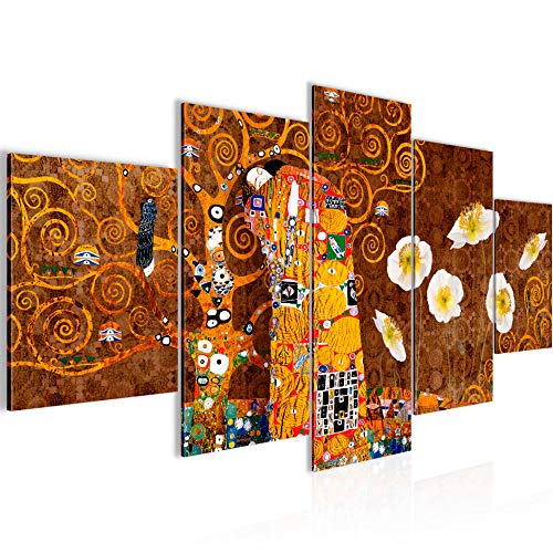Runa Art Gustav Klimt El Beso Cuadro Lienzo no Tejido 5 Piezas Collage Oro Dormitorio Corredor 021553a