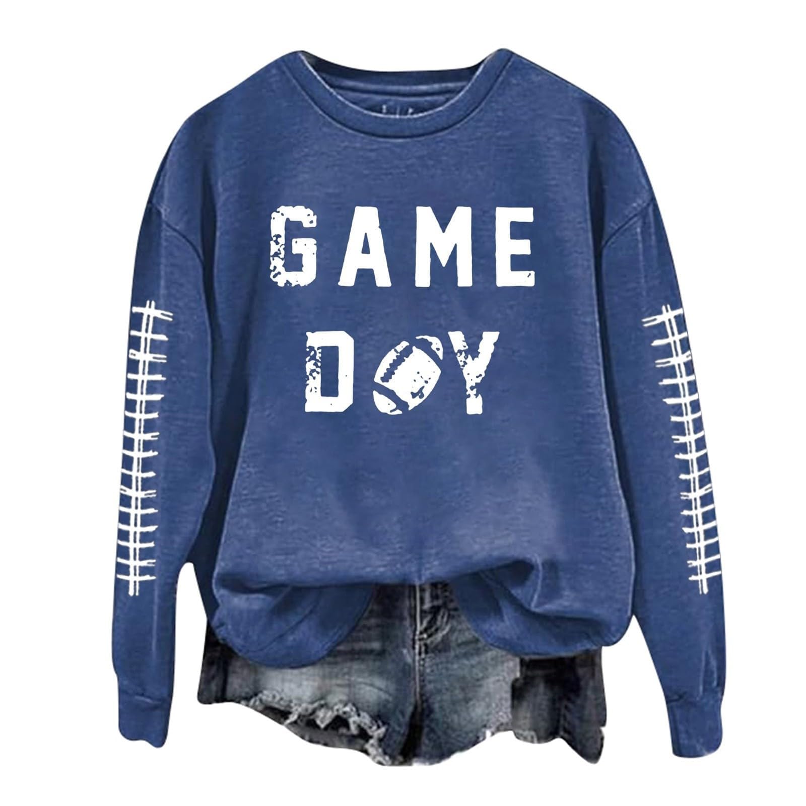 Football Sweatshirts For Women Lightweight Game Day Shirts Long Sleeve Fall Sweatshirts 2024 Crewneck Outfits Tops