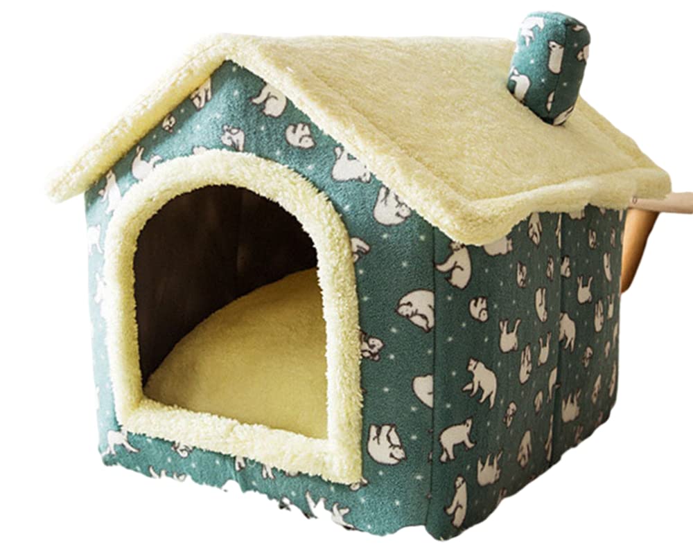 SEOUGEE Dog House, Portable Cat Kennel Bed Indoor with Removable Cushion, 3 In 1 Washable Pets Bed Cave, Removable and Foldable Non-Slip Warm for indoor Pets Puppy Kitten Rabbit