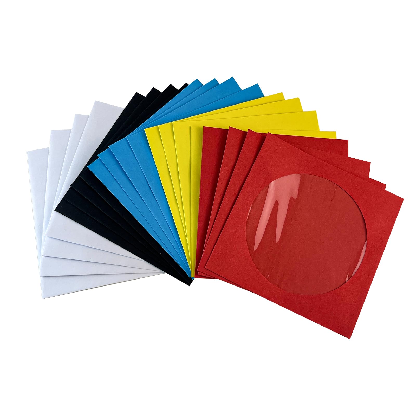 CD-/DVD-Hüllen aus farbigem Papier, 120 g, 12,7 cm, mit transparentem Fenster und Klappe, 100 Stück