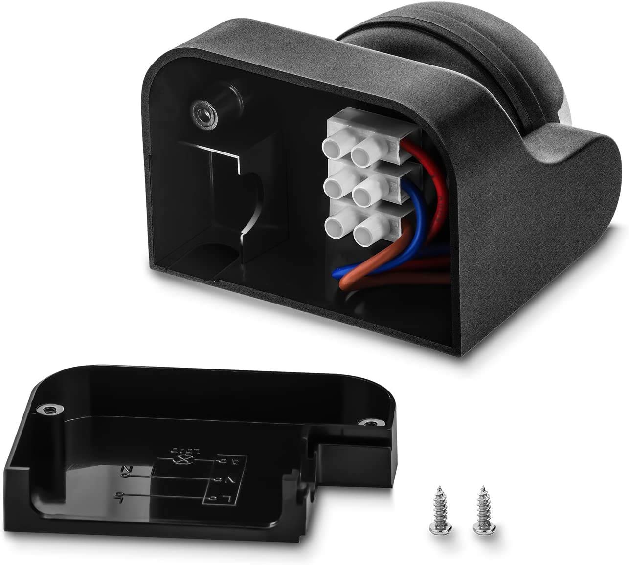 VELAMP MS005 - Sensore di Movimento per Luci Rileva Presenza con Portata 12m/180° Orientabile - Sensore Crepuscolare da Esterno e Interno Impermeabile IP44, Rilevatore a Parete LED Programmabile, Nero