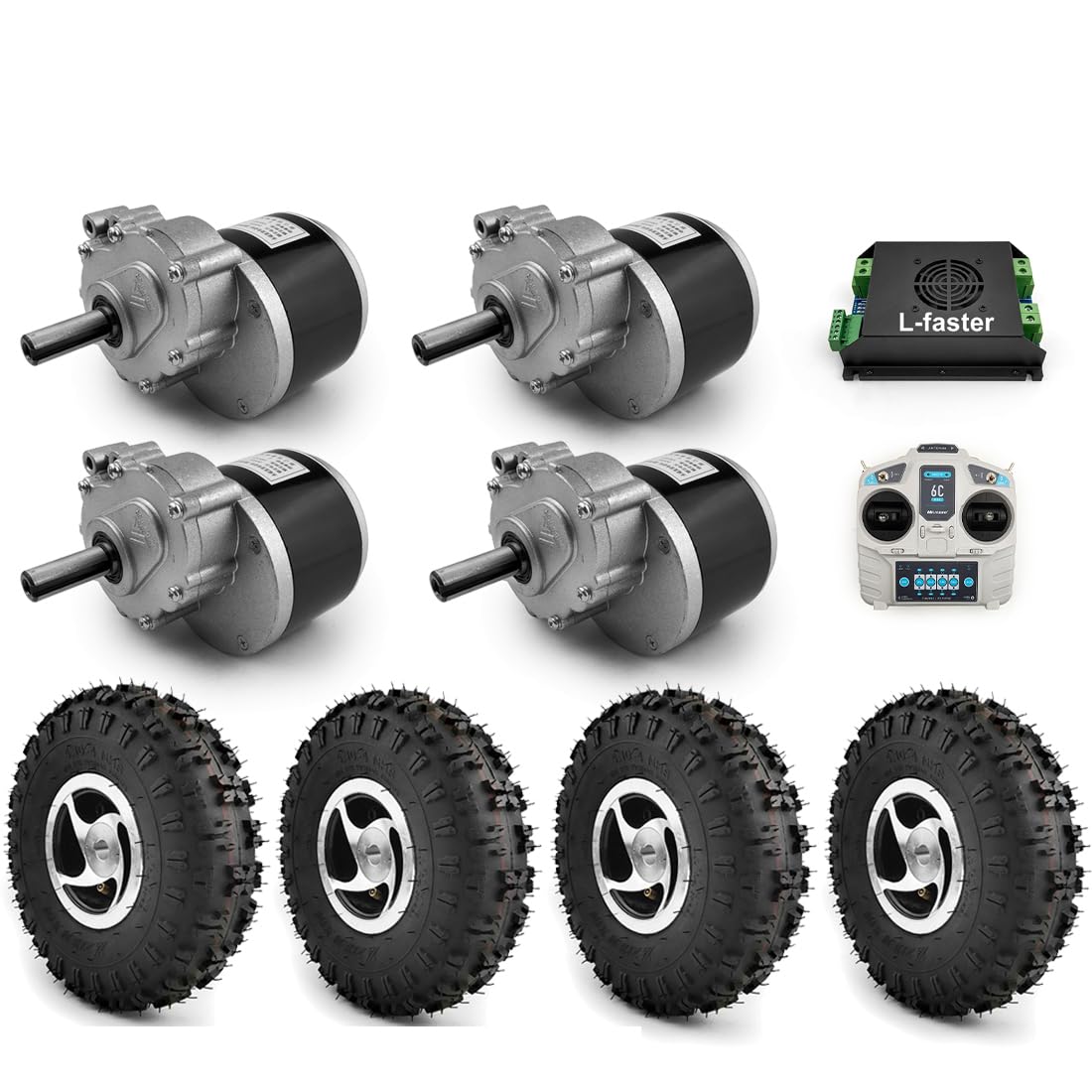 L-faster Kit de Conversion de Moteur pour Jardin de verger, Chariot de Tondeuse à Gazon électrique, Bricolage 4WD, Roue de 10 Pouces, Outils agricoles, 1400W