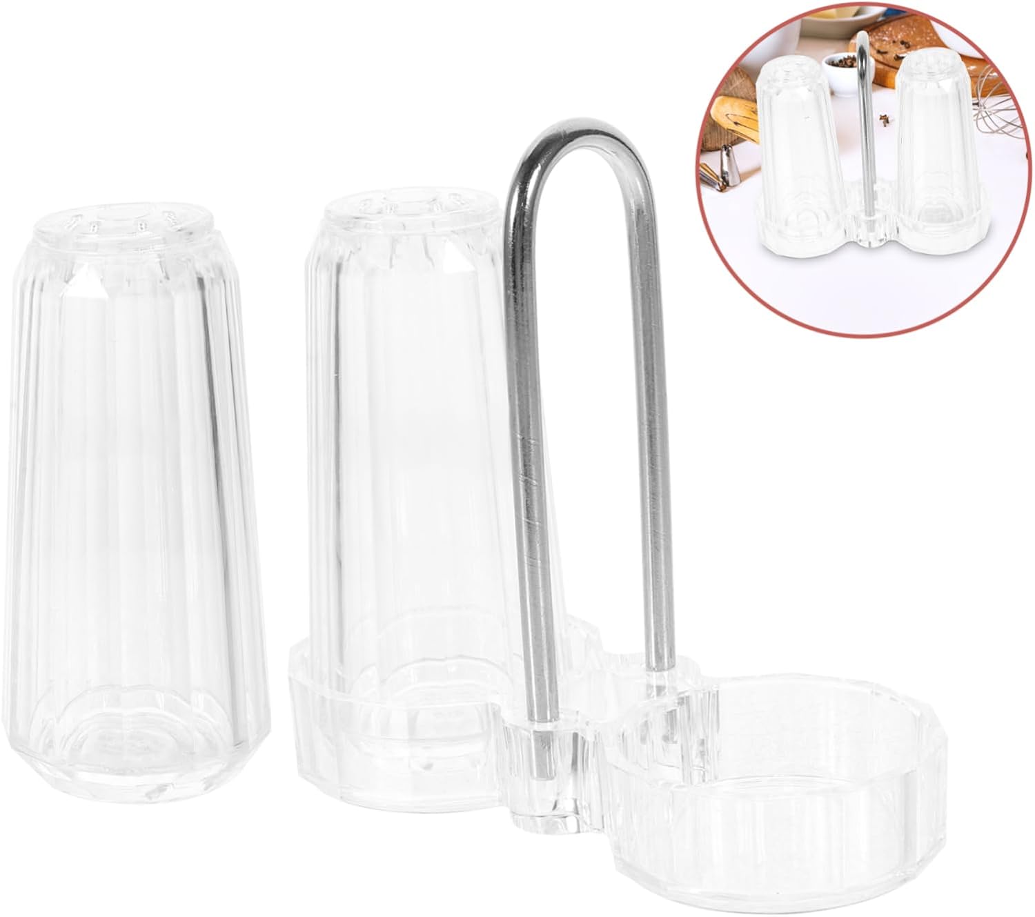 Salt Acrylic Holder Pepper with Set and Shakers for Kitchen