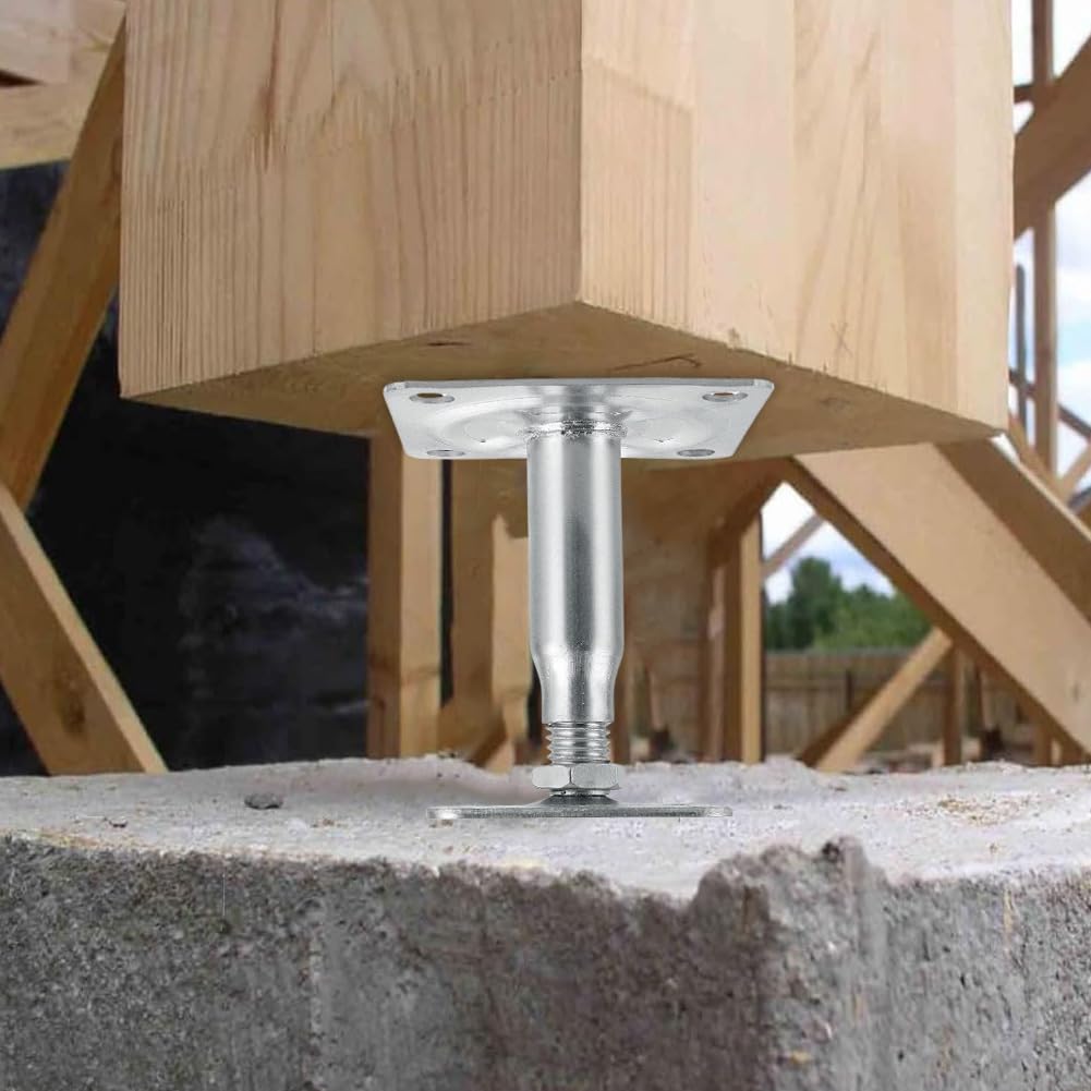 Lot de 4 Supports de Poteau Réglables, Galvanisés, 100-130 mm, pour Support Poteau Bois, Pied de Poteau Réglable, Clôtures, Pergolas, Abris
