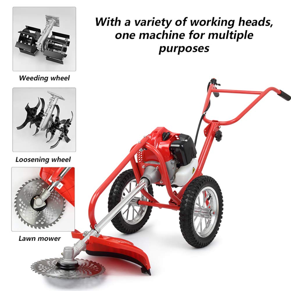RSGK Desbrozadora De Gasolina, Cultivador, Desmalezado 11,8 "-15,7" De Ancho Y 1,2 "-2" De Profundidad, Cortadora De Hilo con Ruedas, Desbrozadora, Herramientas De Jardinería para