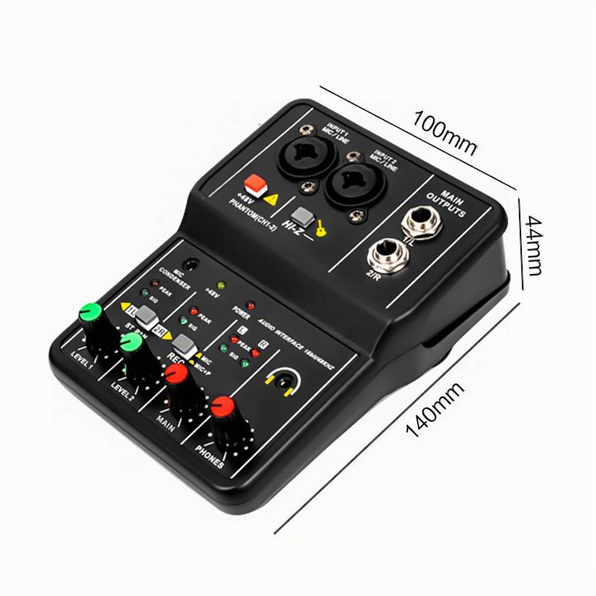 Mixer Senza unità Scheda Audio USB 48V Mixer Portatile Mini 2 canali