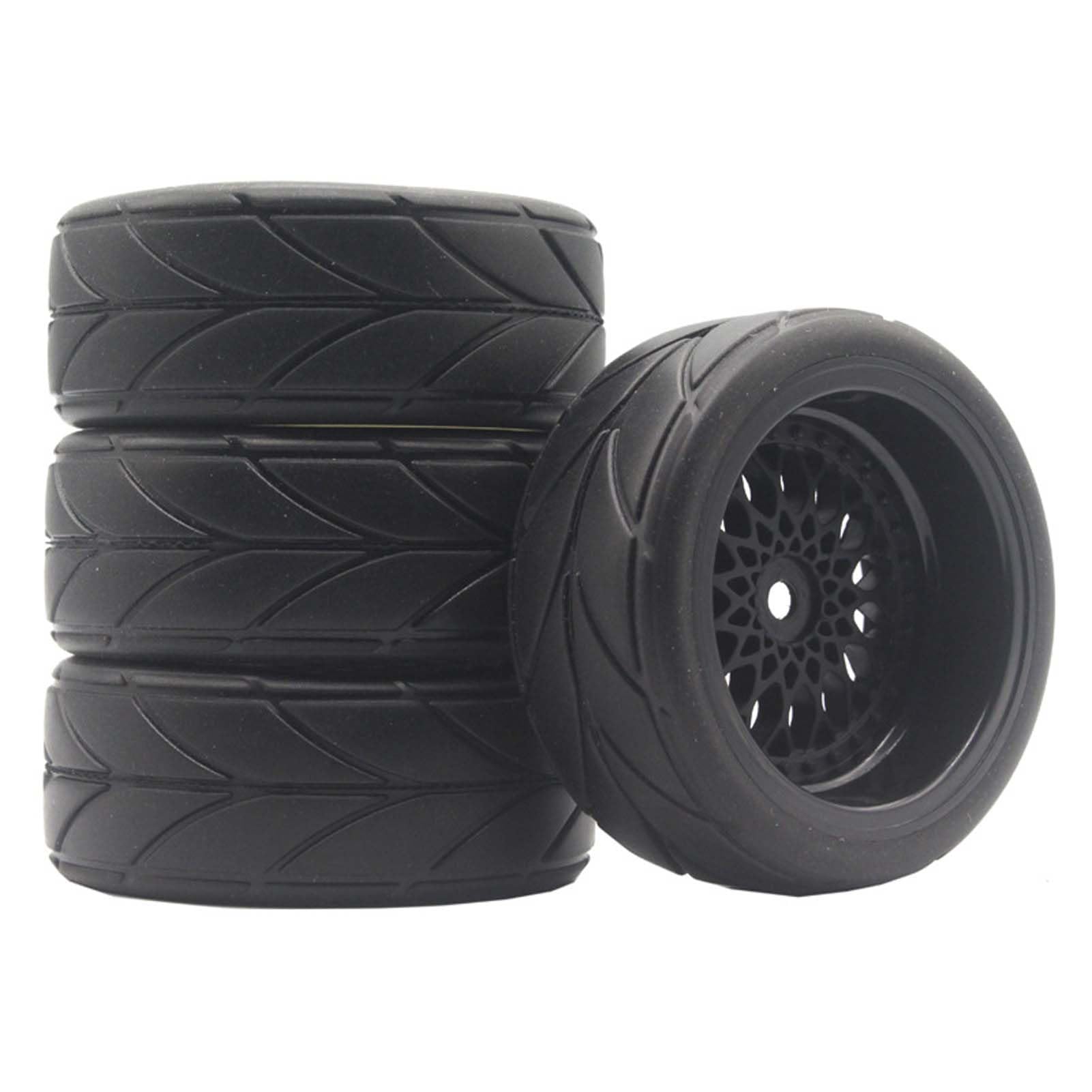 KEEDA RC Car 64 mm Rubber Tyres & 52 mm/2.05 Inch Plastic Rims Wheels for 1/10 RC On Road Touring Racing Drift Car (Offset Depth 9 mm - Image 4