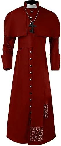 Disfraz de sacerdote para Halloween, disfraz de sacerdote para Halloween, disfraz de cosplay de sacerdote de la iglesia para hombre