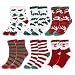 Ayliss 6 Pack Women Christmas Socks Winter Warm Thicken Coral Fleece Crew Sock