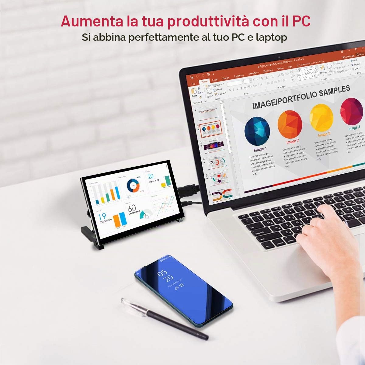 ELECROW Monitor Touchscreen 7 pollici per Raspberry Pi, Schermo IPS Portatile con Risoluzione 1024x600, Compatibile con PC, Console da Gioco, BB Black, Banana Pi, Jetson Nano