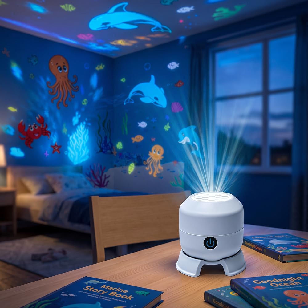 Dynamic Rotating LED Projector Light, Rechargeable Colorful Rotating Projection Light, Adjustable Brightness Dynamic Ambient Light Strip Base for Boys and Girls Birthday, Christmas, LED Atmosphere Lam
