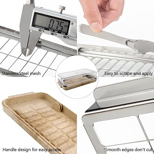 Miniatura 5 de DOERDO - Cortador de mantequilla, recipiente cortador de mantequilla, conservador de mantequilla de queso con tapa y tenedor, bandeja de mantequilla