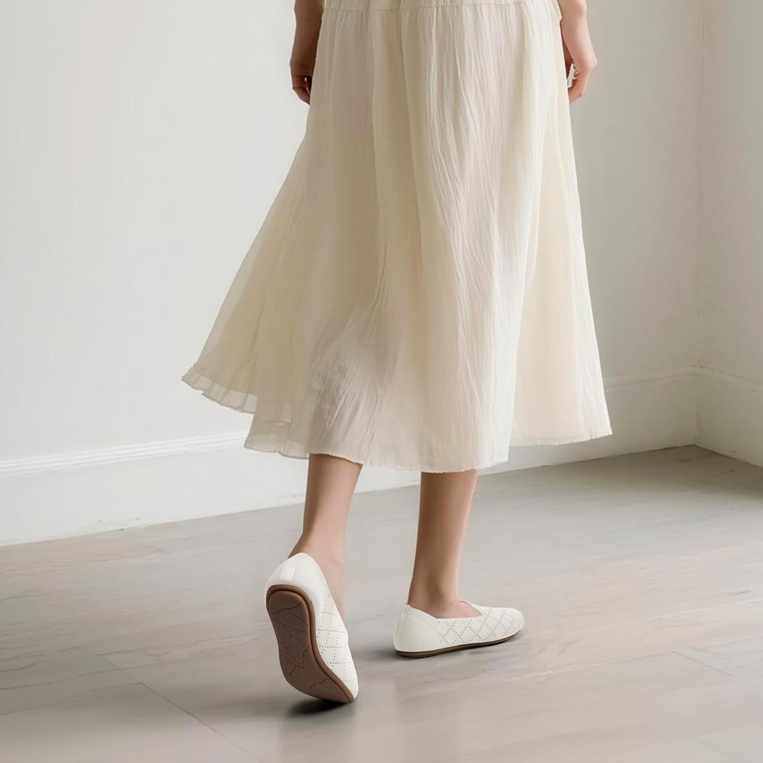 Puxowe Flats for Women Round Toe Flat Knit – All-Day Comfort & Arch Support, Women's Flat Shoes Dressy Ballerina, Slip-On Shoes for Work, Travel, Foldable Washable - Image 6