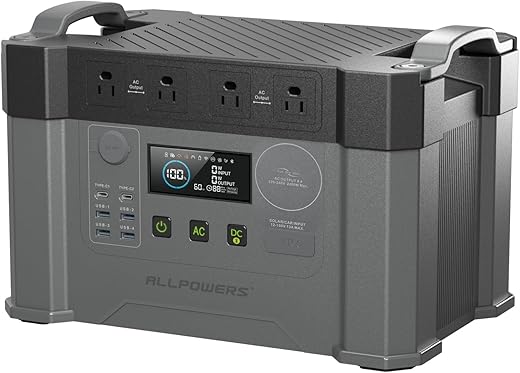 ALLPOWERS S2000 Pro Solar Generator 2400W (4000W Peak), 1500Wh MPPT Portable Power Station, 0-100% in 1.5 Hrs, UPS Function, 30A RV AC for Power Outage Outdoor Camping Home Use Emergency