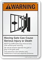 Vista 1 de SmartSign "Warning - Moving Gate Can Cause Injury Or Death" Sign 7" x 10" Aluminum