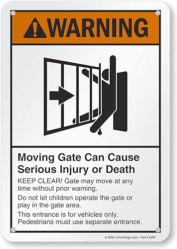 SmartSign Letrero de "Advertencia puerta móvil puede causar lesiones o muerte" Aluminio de 7 x 10 pulgadas