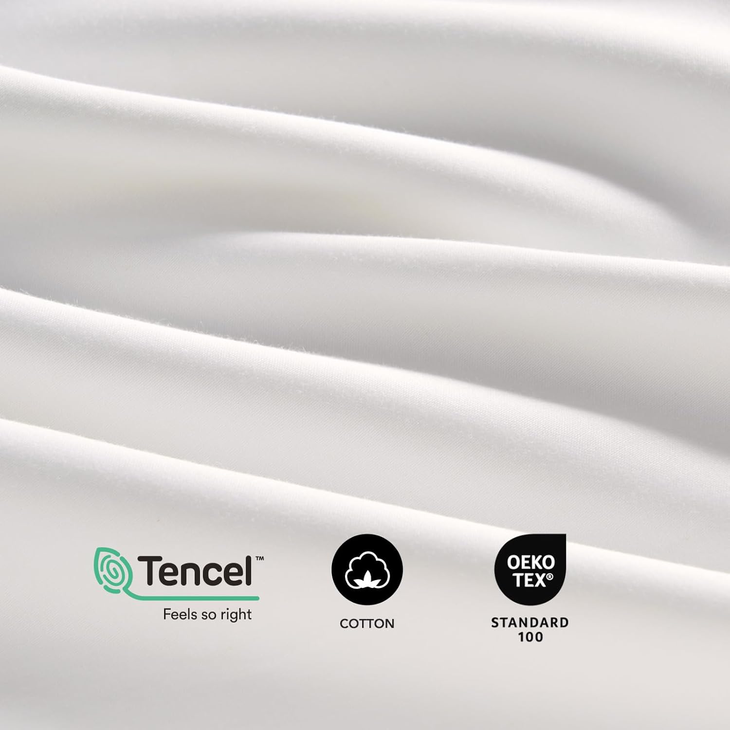 EVERGRACEHOME Cotton Tencel Cooling Duvet Cover Set Queen Size for Hot Sleepers, Luxe Eucalyptus Lyocell Bedding Set, Sateen Weave Comforter Cover 88" x 92" Button Closure & 2 Shams, Bright White