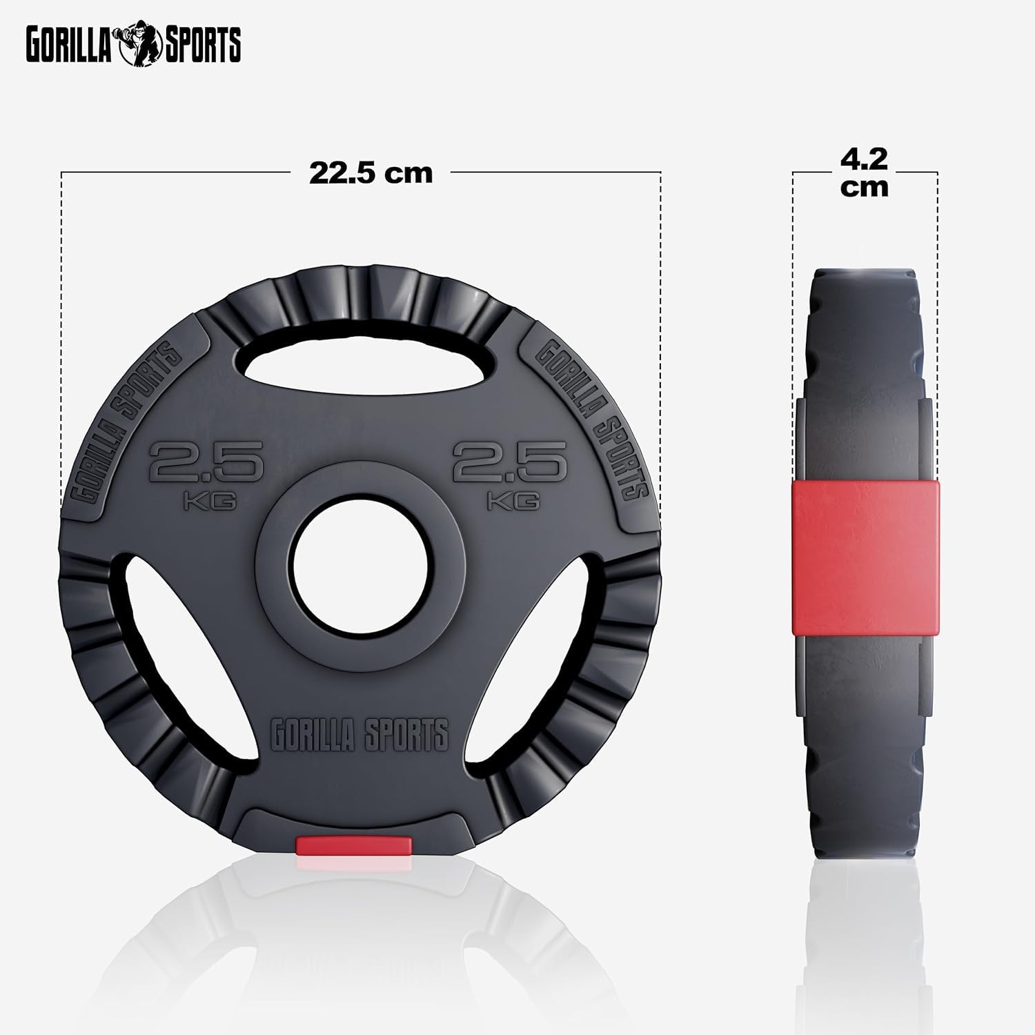GORILLA SPORTS® Disques de Poids - Olympiques, 1,25kg, 2,5kg, 5kg, 10kg, 15kg, 30kg Poids, Individuel/Ensemble, Ø 50mm - Disques d'Haltères, Ensemble de Plaques, Musculation, Haltérophilie, Fitness