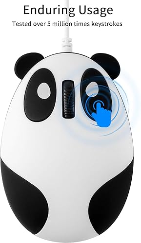 Miniatura 3 de 3C Light Ratón con cable USB con forma de panda, ratón portátil para computadora, ratón, pequeño, ratón óptico de escritorio, 1600 DPI, 3 botones