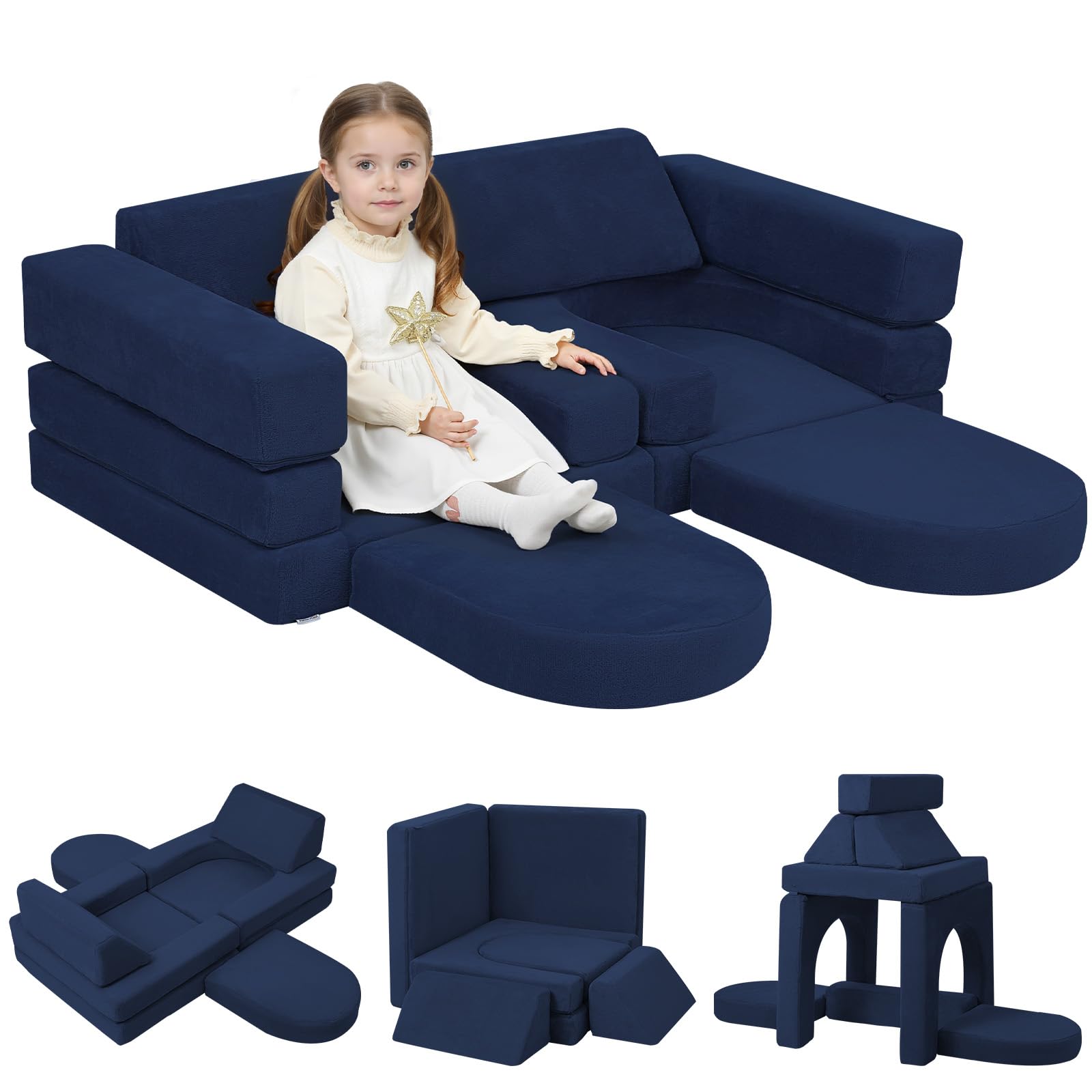 MeMoreCool Kids Couch, Forest Green Modular Foam Play Couch, Ages 3+ — Amazon image 19