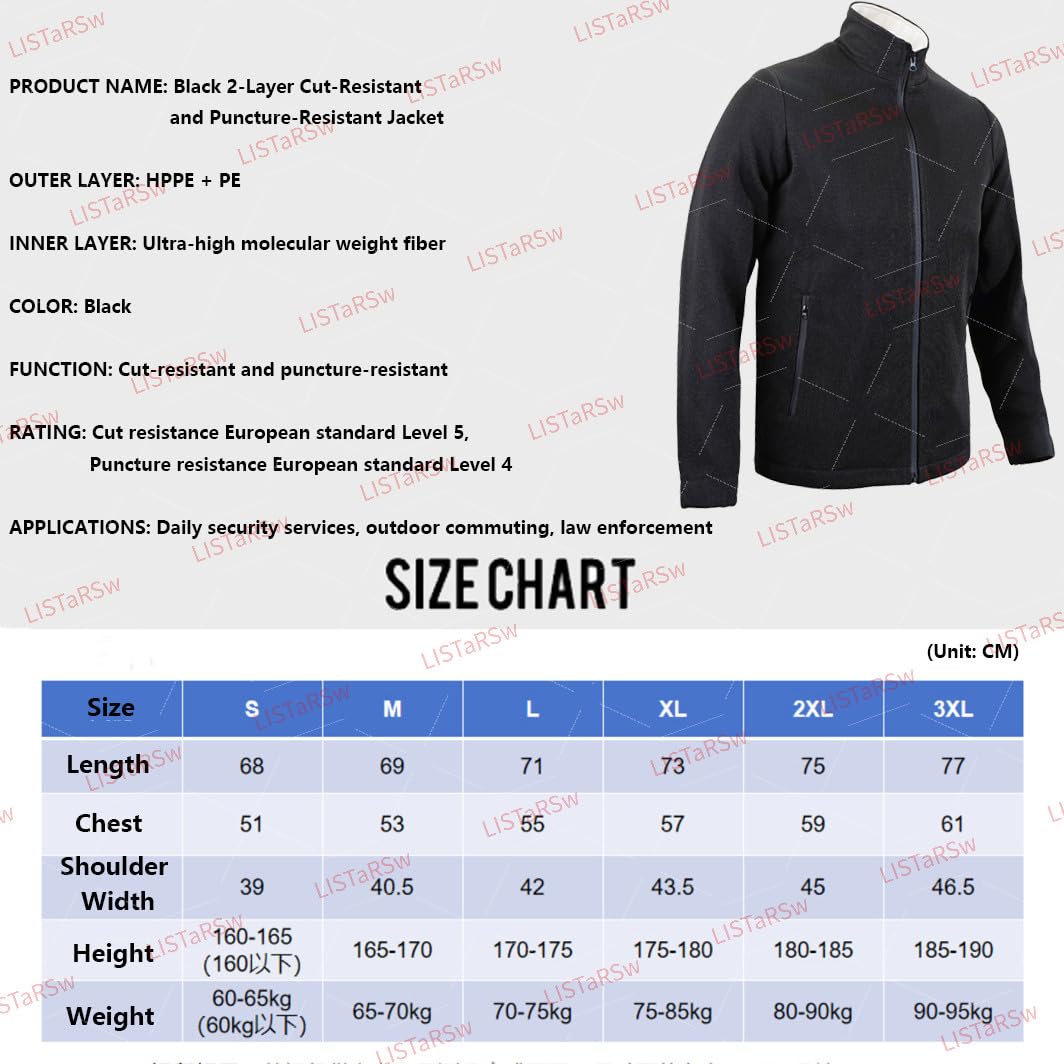 Chaleco Anticorte Y Antipuñaladas De 2 Capas, Ropa De Protección Anticorte De Nivel 5, Camiseta Resistente a Mordeduras, para Proteger La Seguridad Personal. Black-2XL