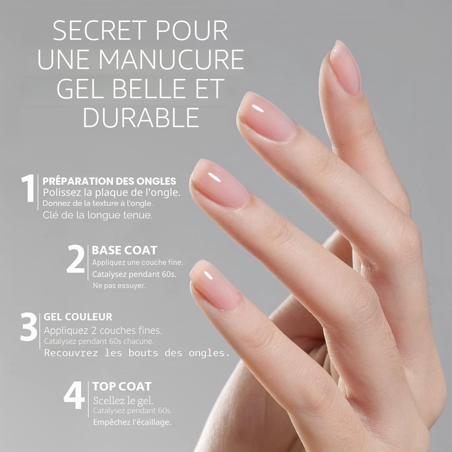 GAOY Lot de 2 couches de couche de finition et de base en gel verre, 16 ml, combinaison de fond de teint sans essuyage pour vernis à ongles UV Light Cure