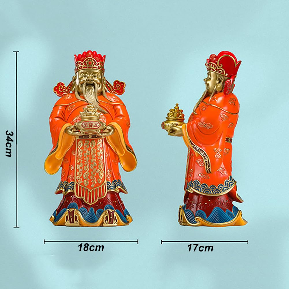 Mosiężna statua boga bogactwa Caishen Feng Shui dekoracyjna figura dla domowego biura lada sklepowa dekoracja na biurko