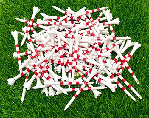 Northpointe 3 ¼” Golf Tees Plastic – White W/Red Stripes - 100 Plastic Golf Tees In Bulk #TOP1