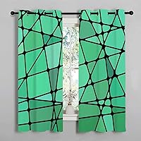 Vista 2 de Cortinas para Sala Green Mosaic Decor Retro Mosaic Glass Door Curtain Currains 55Inch Width by 55Inch Length,2 Panels
