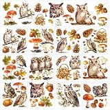 ORIGACH 12 Sheets Rub on Transfer for Crafts and Furniture Owl Pinecone & Acorn Rub on Transfer Stickers Decals for Glass Wood Ceramic, DIY Scrapbooking & Home Decor, 5.51 x 5.51 Inch