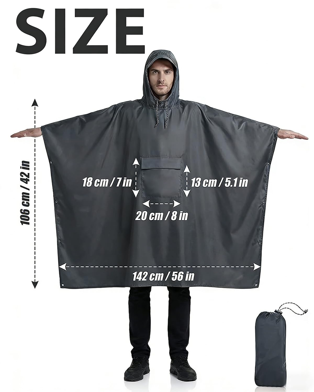 Victoper Poncho imperméable pour adulte, poncho de pluie réutilisable pour adulte, léger, imperméable, pour randonnée, camping, cyclisme, voyage