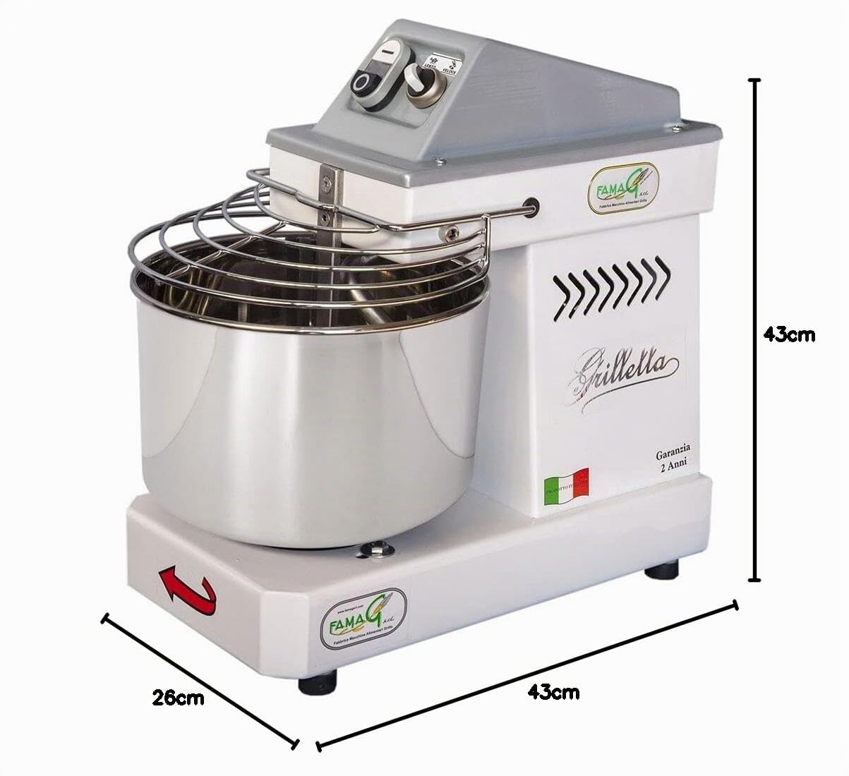Impastatrice a Spirale Testa Fissa 5Kg 350W Famag Grilletta IM5/230 10 Velocità