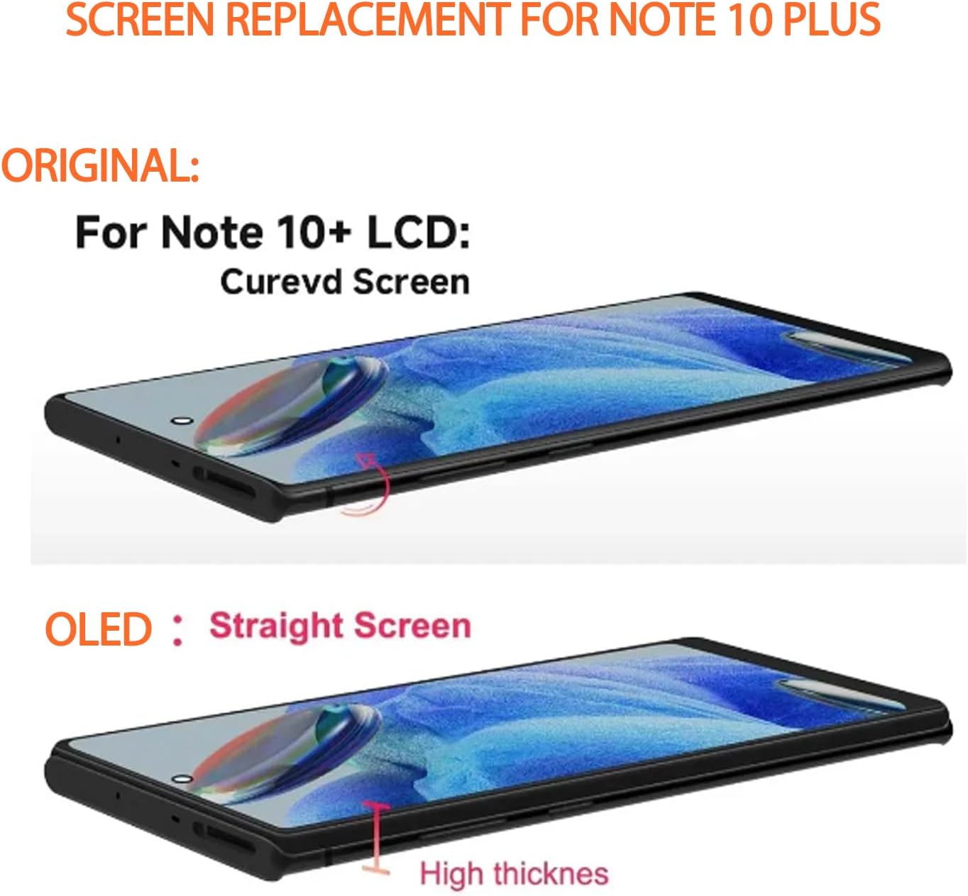 OLED for Samsung Galaxy Note 10 Plus Screen Replacement LCD Display Touch SM-N975F SM-N975U LCD Digitizer Touch Assembly Black with Frame+Installation Video(Support Fingerprint)