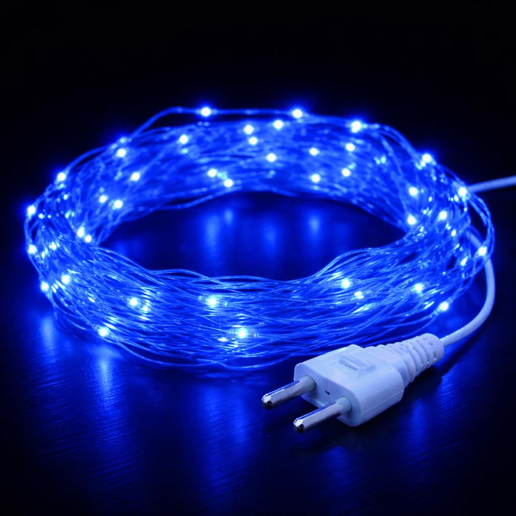 Lexton 10 Meter LED Copper String Light | Corded Electric Fairy Lights | Decorative Lights for Diwali, Festivals, Home, Balcony & Outdoor Decoration (Blue, Pack of 1)-image-11