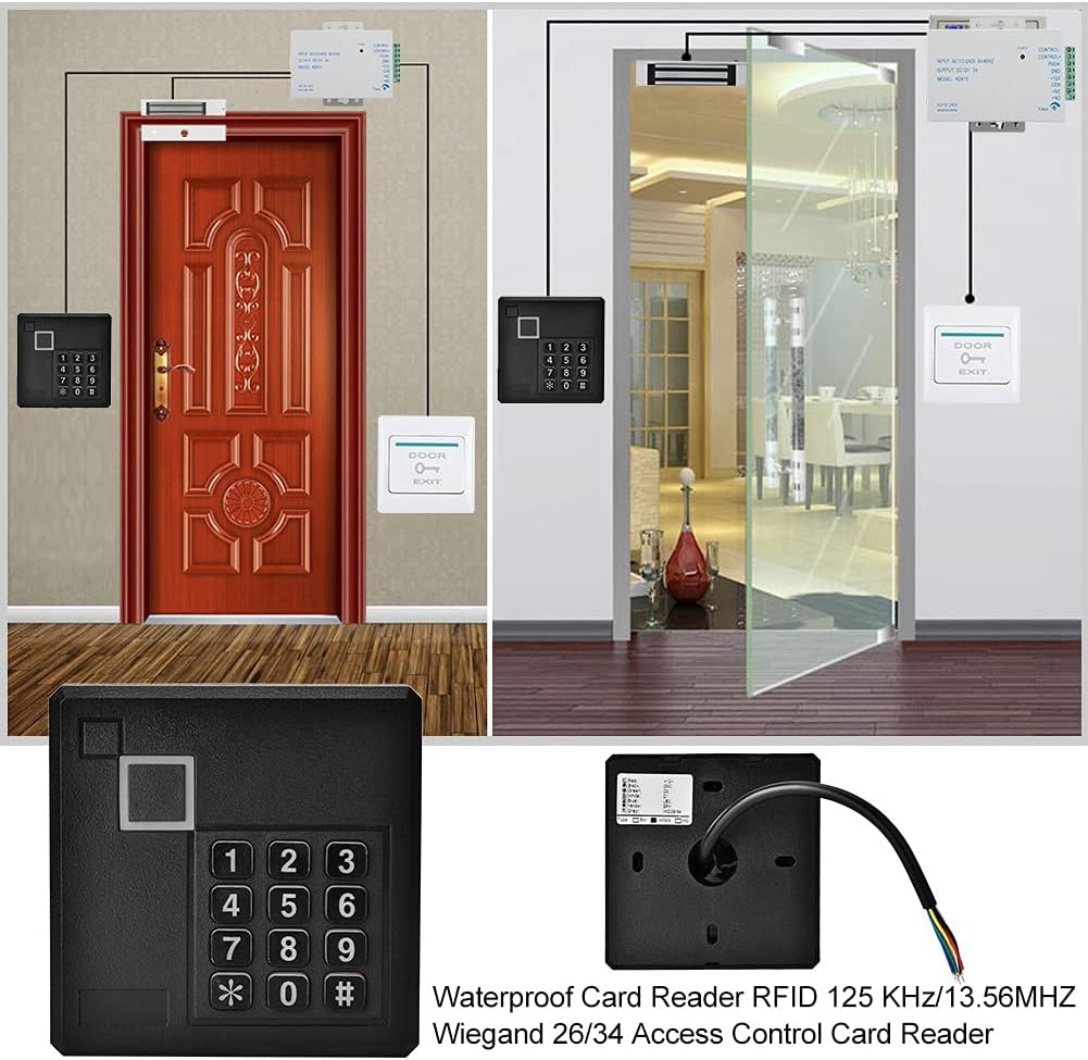 Card Reader, RFID 125 KHz 13.56MHZ 26 34 Access Control Card Reader Access Control Machine Door Access Controller IC Card Reader for Home Office(IC)