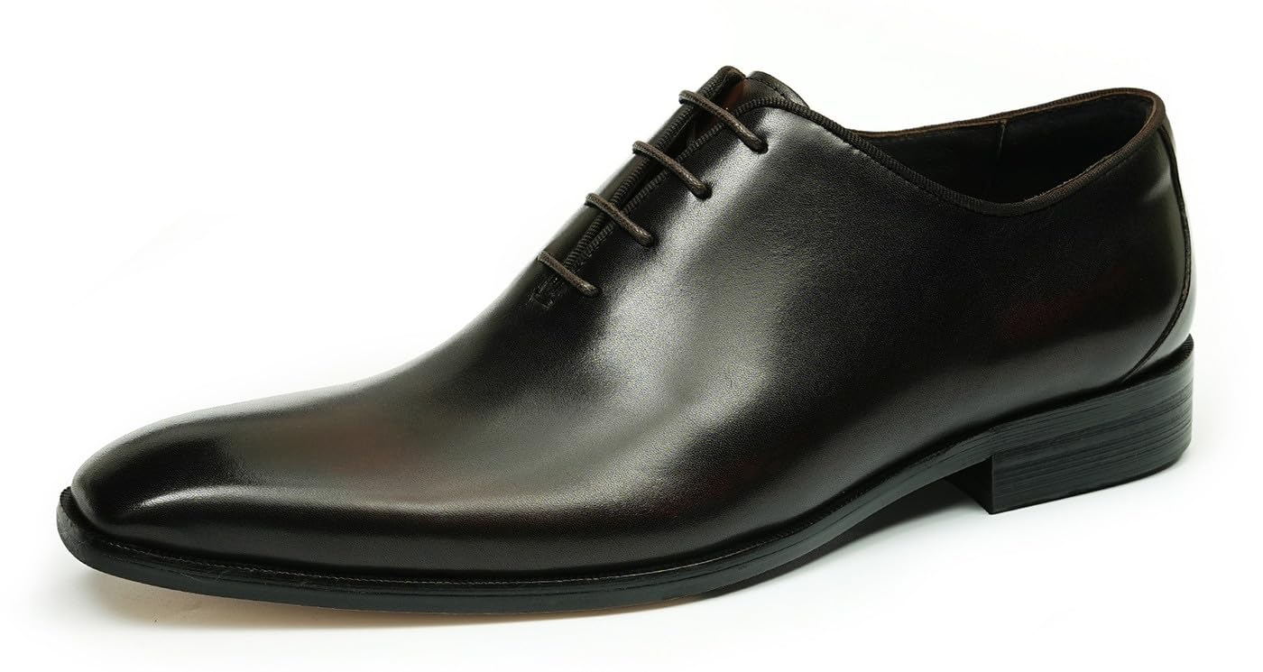 Santimon Mens Genuine Leather Oxfords Formal Dress Shoes - Fashion Comfortable Tuxedo Whole Cut Oxford Suit Shoes for
