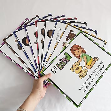 Richardy 9 PCS A4 Size Classroom Rules Posters Decorations Behavior Educational School Posters Good Habits Manners Chart for Preschool and Primary School Supplies