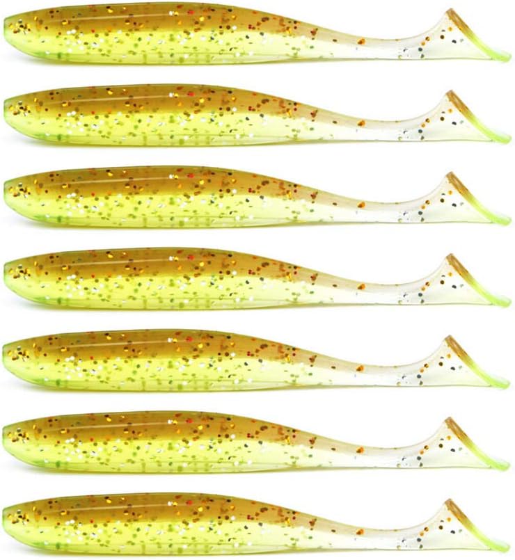 Transparent Shad Minnow Soft Bait 3.94in/10cm/4.8g/017oz. 5.11in/13cm/11.5g/0.41oz. – Clear Body 6 Colors, Texas Rig Jighead Weightless for Bass Trout Mandarin Freshwater Saltwater