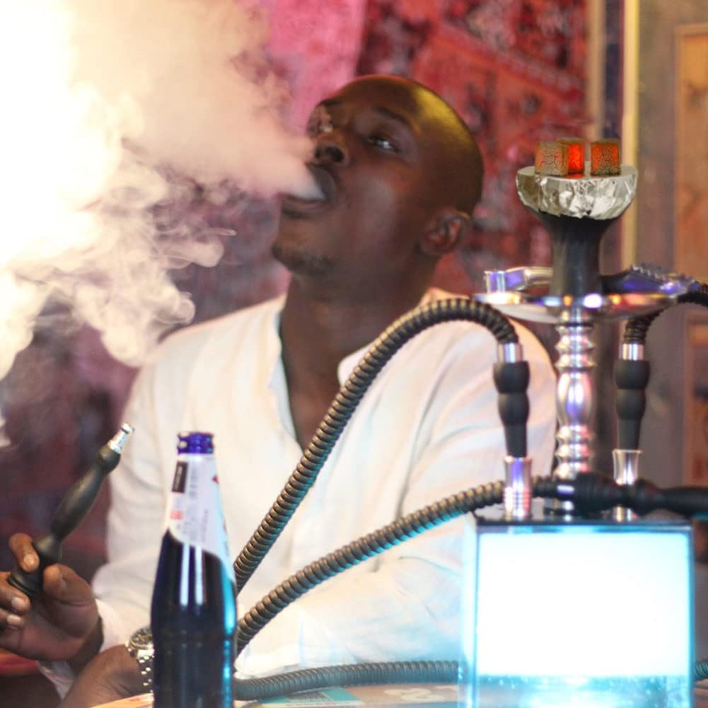 Portable 2 hose hookah set and charcoal burner